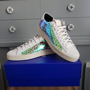 P448 WOMEN'S JACK LEOPARD PRINT HOLOGRAM LOW TOP SNEAKERS - size EU 40/ US 9